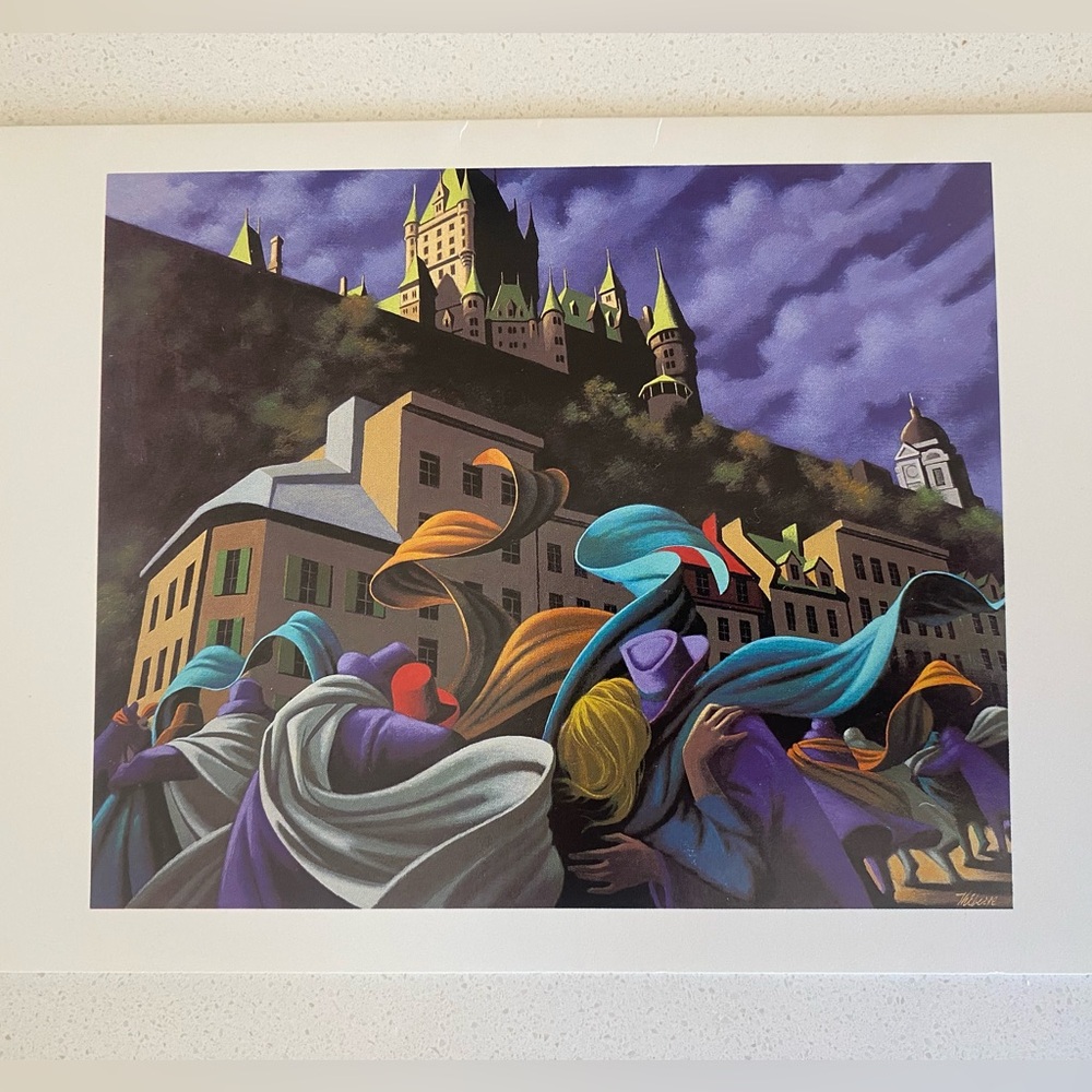 Claude Theberge Art Print "La fete au p'tit Champlain"  9" x 6" - Quebec